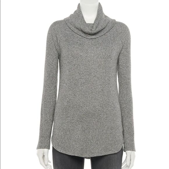 NEW Women's Sonoma Goods For Life Raglan Rib turtle/Cowlneck SZ XL gray/black - Picture 4 of 13